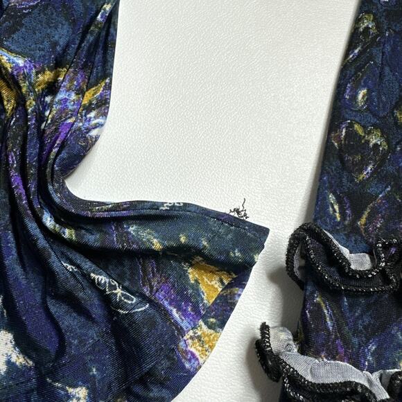 Y2k Roberto Cavalli Ruffle Heart Print Top S Italy Romantic Glam Designer Rare - Picture 9 of 14